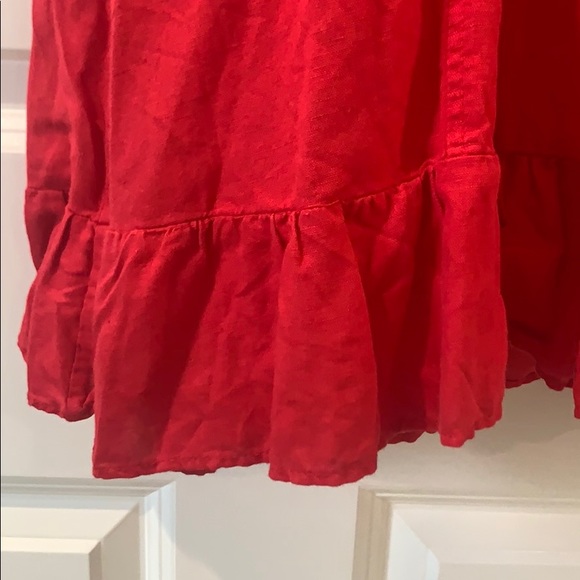 Zara Red Linen Button Down Sleeveless Dress Sz L - Picture 6 of 6